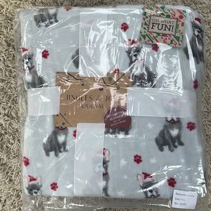 Decorative blanket 60” x 70” jingles & joy bulldog dog paws